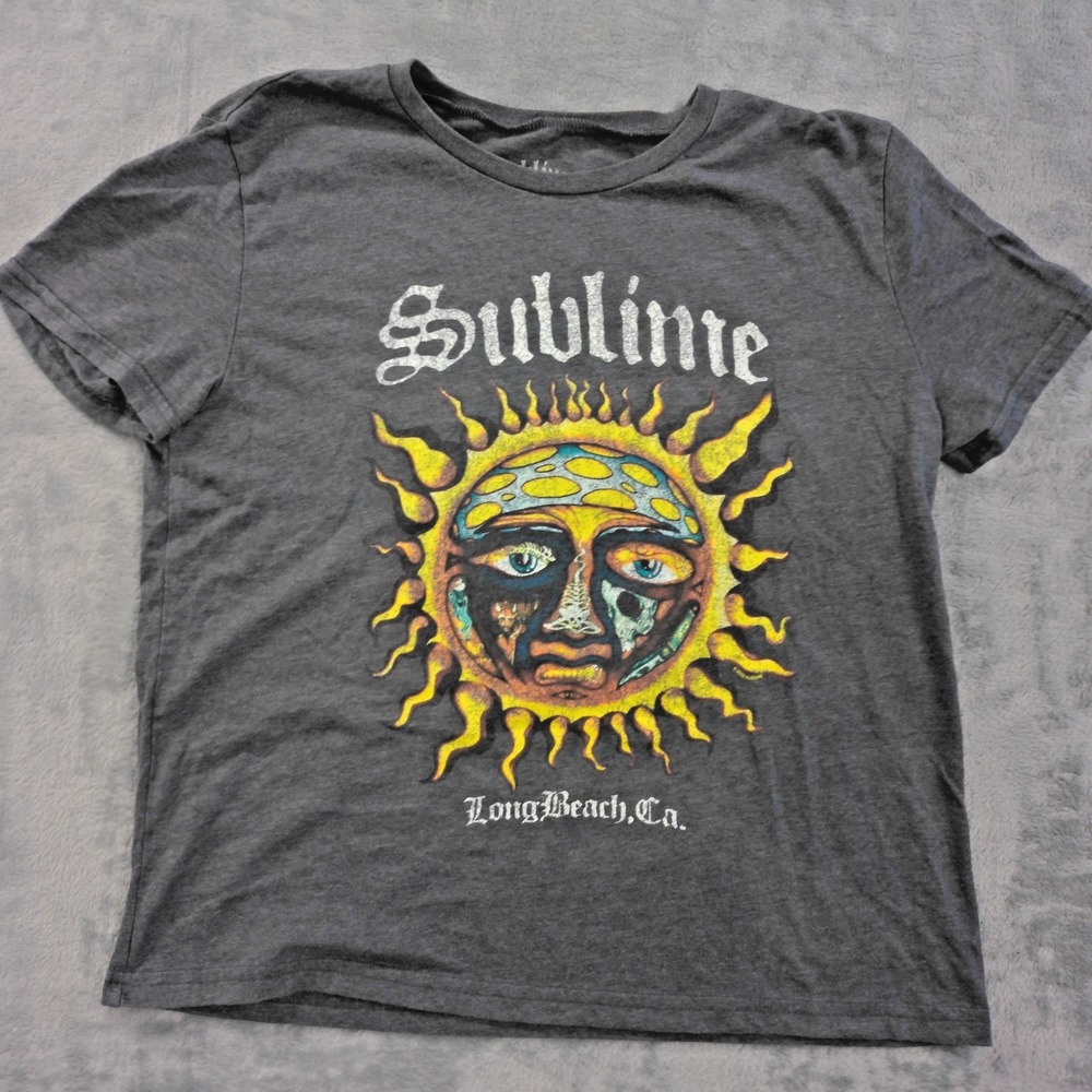 Sublime Gray Sun Band Graphic Men's T-Shirt Size Medium Long Beach CA